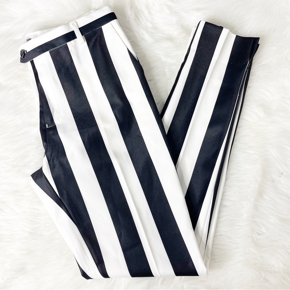 Beetle Juice Stripe Womens Black White Pants Size 4